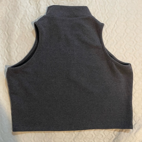 Fashion Nova Ribbed Tank Top 1/4 Zip Up Cropped Knit Gray Trendy Shirt 3X Plus - Picture 7 of 7